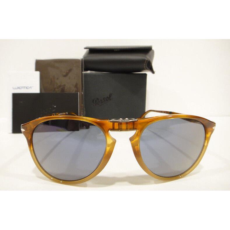 Persol 9714 Sunglasses Folding 9-714 Blue 102556 Light Havana 55m