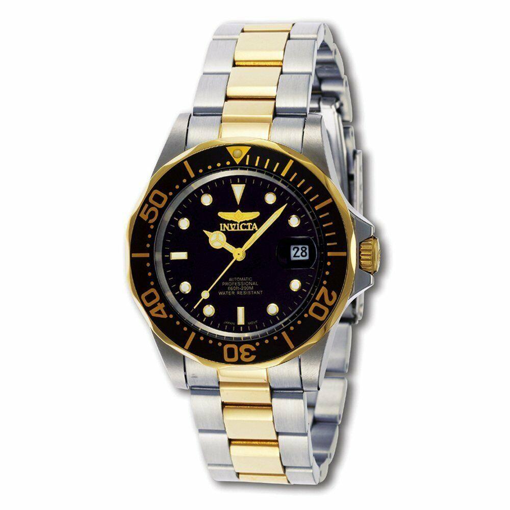 Invicta Men`s Watch Pro Diver Black Dial Two Tone Stainless Steel Bracelet 8927