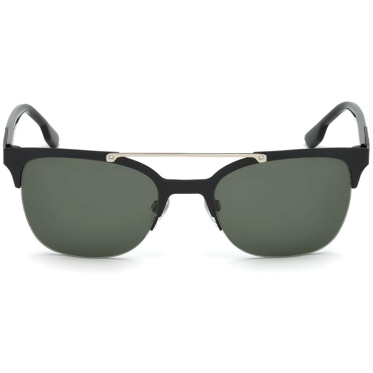 Diesel DL0215 02A Matte Black Silver /green Lenses Sunglasses