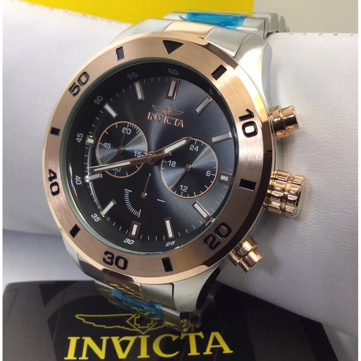 Invicta Men s Watch - 10ATM - Dial: Brown, Band: Silver, Gold, Bezel: Gold