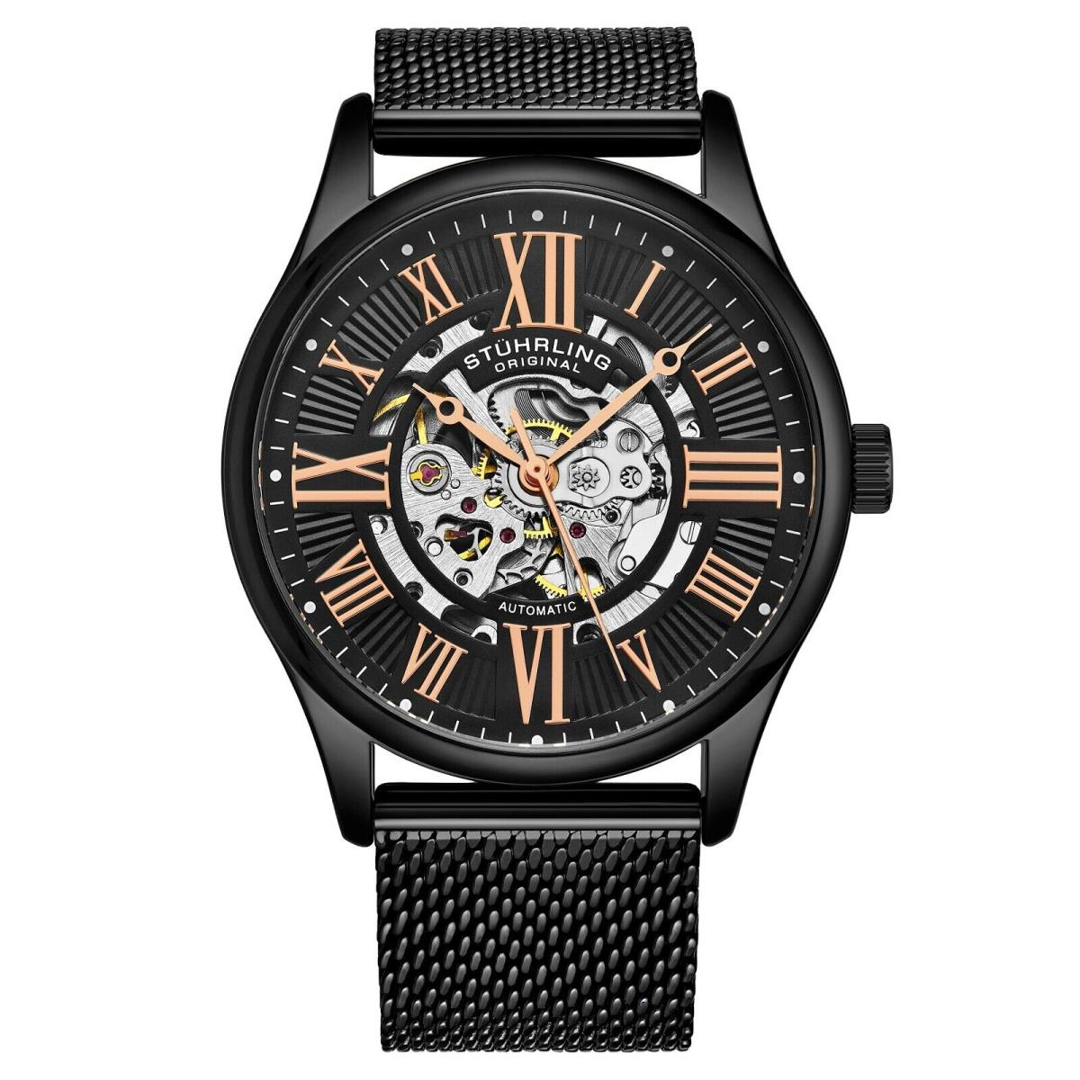 Stuhrling Mens Automatic Self Winding Dress Watch Stainless Steel Mesh Bracelet