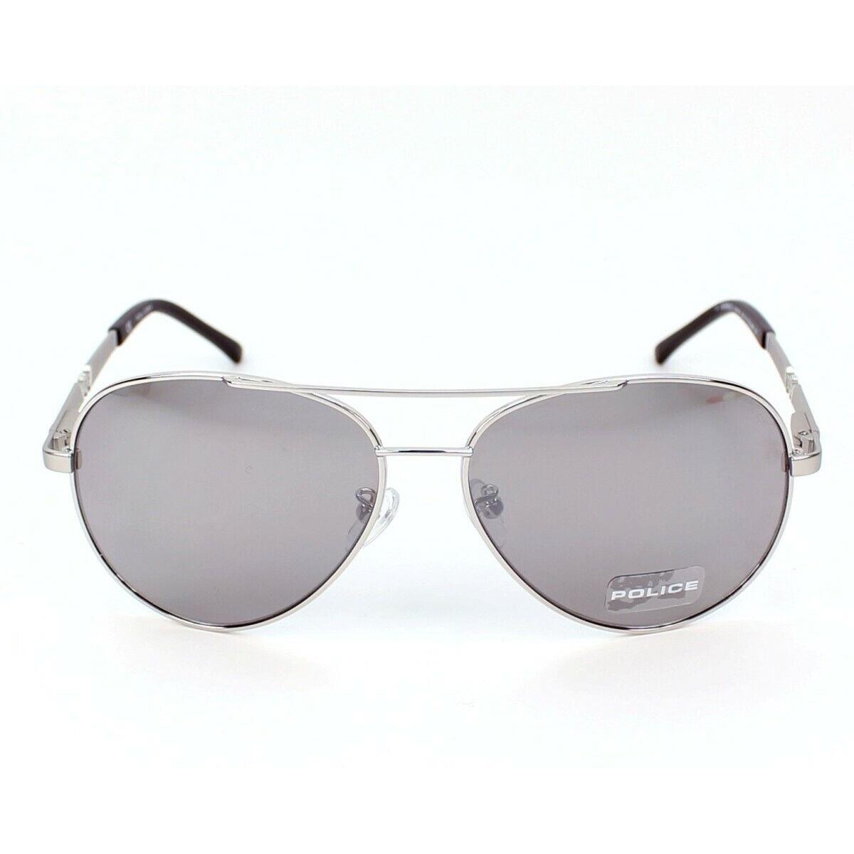 Police S 8746 589X Silver W/black Lenses Sunglasses