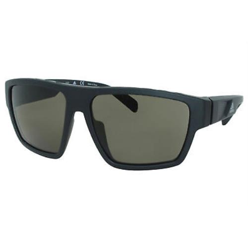 Adidas SP0008 02N Sunglasses Men`s Matte Black/green Lenses Rectangular 61mm