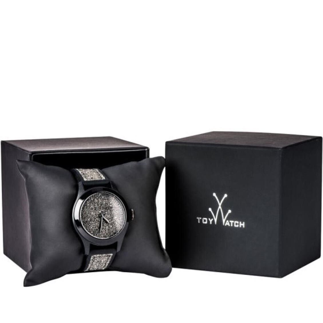 Toy Watch 133433 Womens Black Swarovski Crystal Bezel Silicone Strap 38 mm Watch