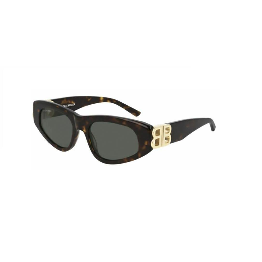 Balenciaga BB 0095S 002 Havana Gold/green Oval Women`s Sunglasses