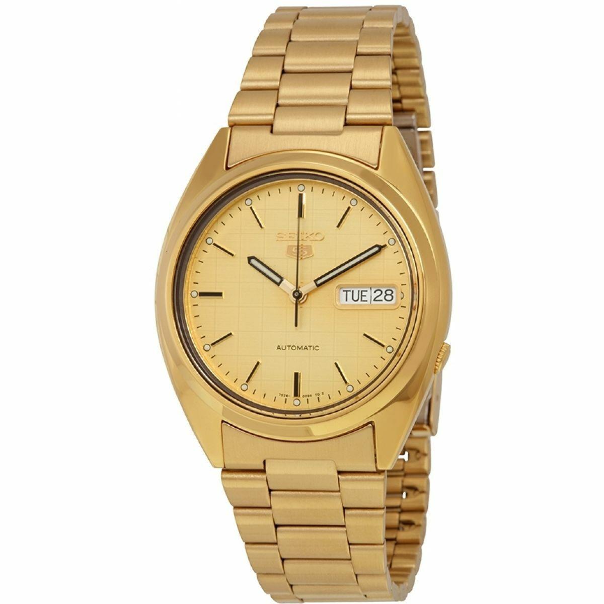 Seiko 5 SNXL72 Automatic Day-date All Gold Stainless Steel Men`s Watch SNXL72K1