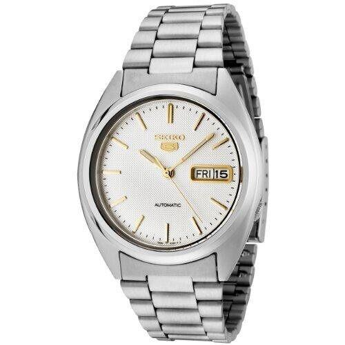 Seiko Men`s SNXG47 Seiko 5 Automatic White Dial Stainless Steel Watch