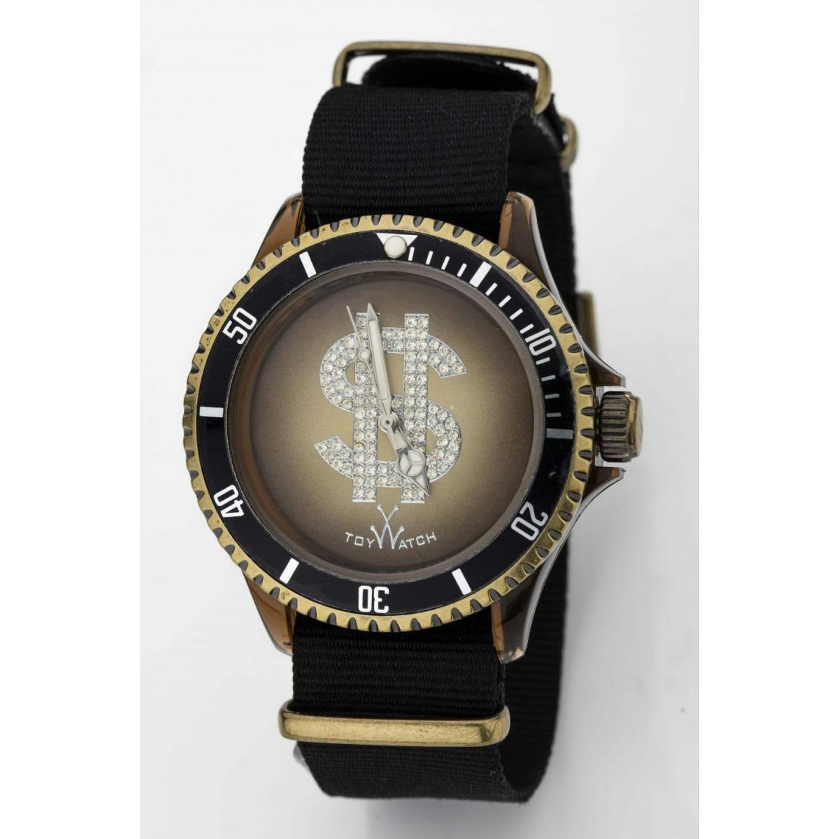 Toywatch Rare Bronze Dollar Dial Black Canvas Strap Watch Men`s Watch