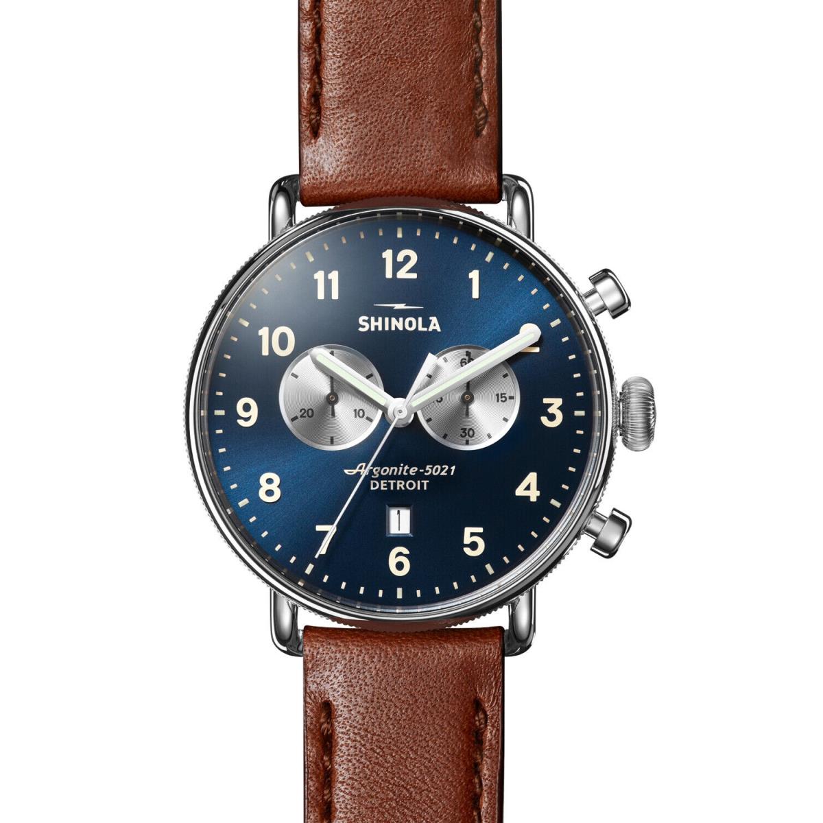 Shinola Runwell 43mm Chronograph Blue Dial Men`s Watch S0120001940