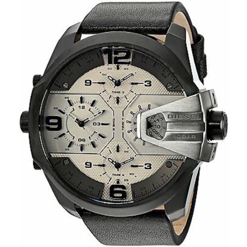 Diesel Uber Chief Brown Leather Chrono 4 Time Zone 55MM DZ7391 - Brown Dial, Black Band