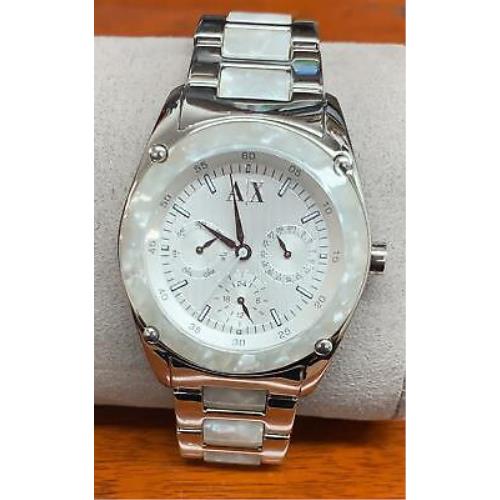 Armani Exchange Marble Accent Stainless Steel Multifunction Ladies Watch AX5076