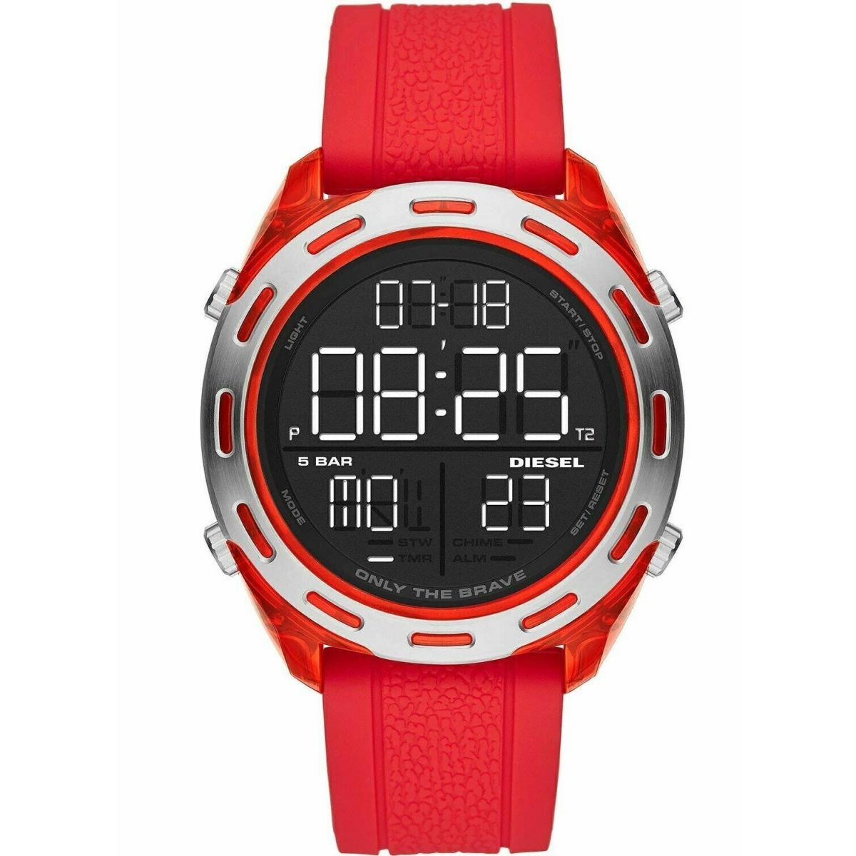 Diesel Men`s Crusher Digital Red Silicone Strap Watch DZ1900