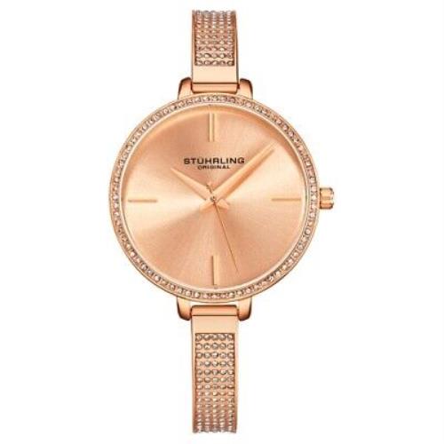 Stuhrling 3949 3 Crystal Accented Stainless Steel Bracelet Womens Watch
