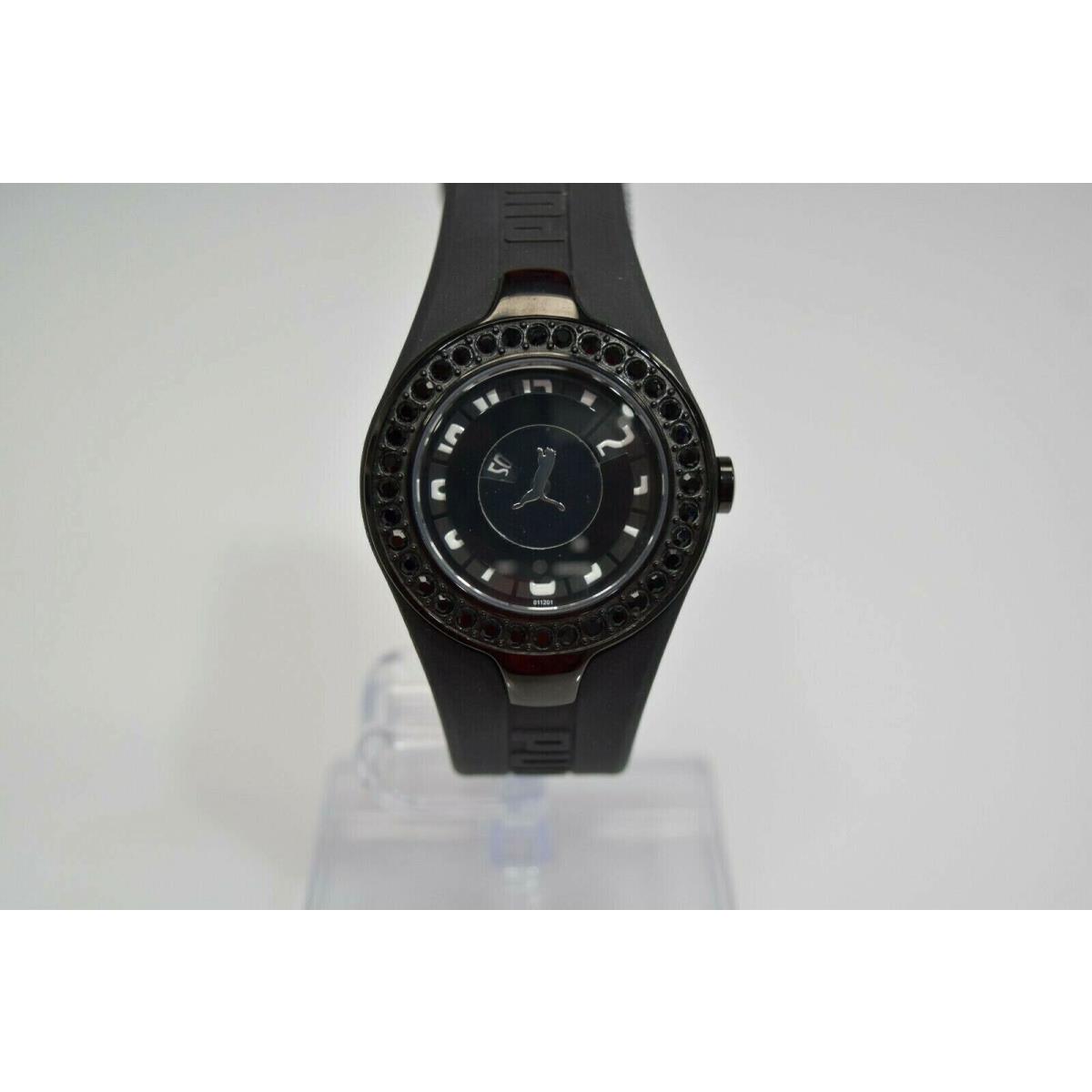 Puma Women`s Black Rubber SS Black Crystals PU101122005 Watch