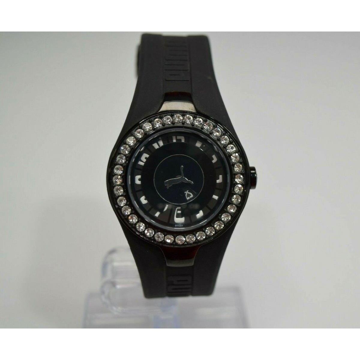 Puma Women`s Black Rubber SS Crystals PU101122001 Watch