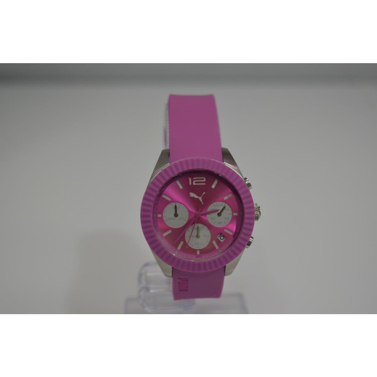 Puma Women`s Motor Pink Rubber Chronograph PU102812003 Watch