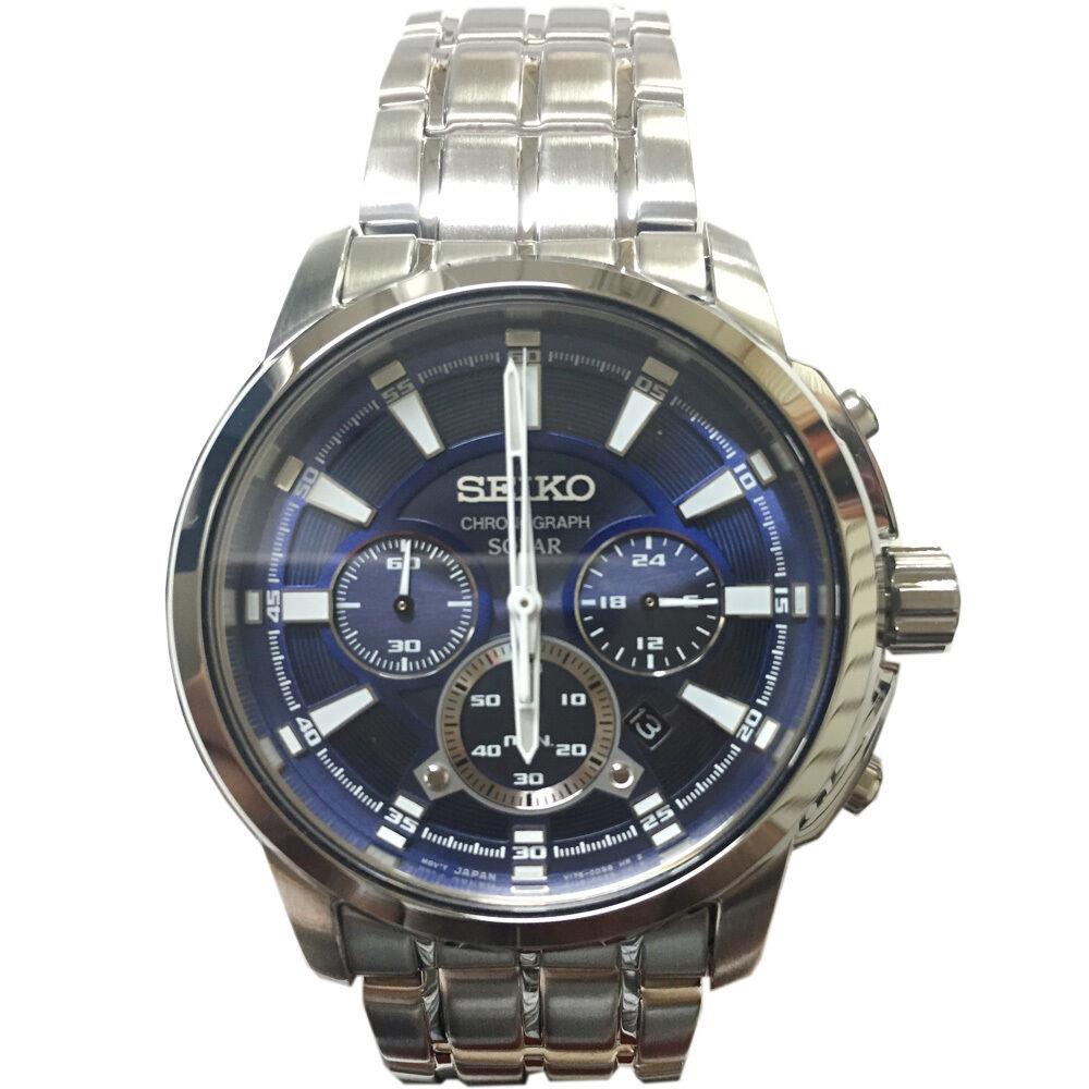 Seiko SSC387 Mens Stainless Steel Chronograph Solar Watch W/ Warranty