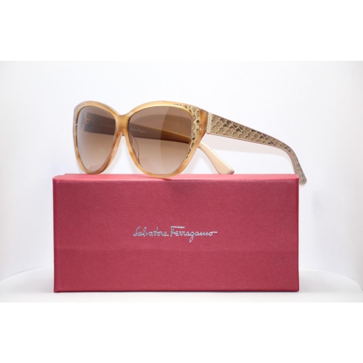 Salvatore Ferragamo SF711 726 Striped Honey Cat Eye Womens Sunglasses 59mm