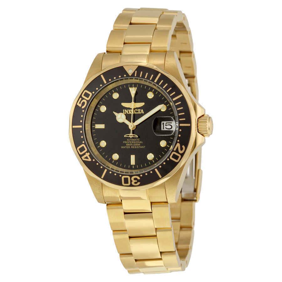 Invicta Pro Diver Automatic Black Dial Gold-plated Men`s Watch 8929