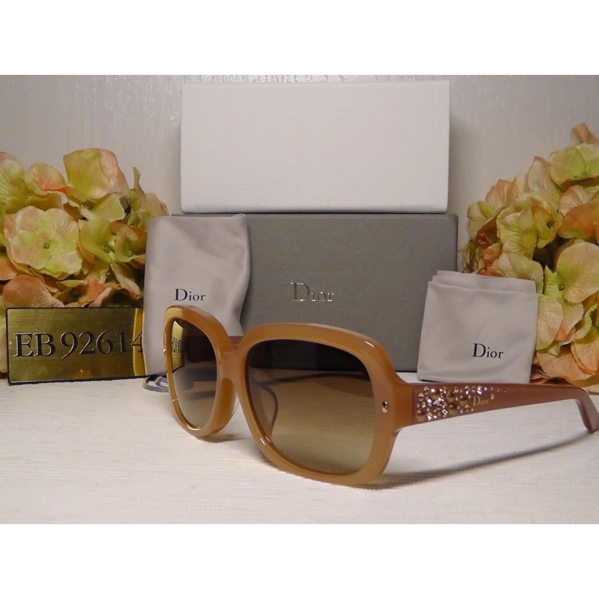 Christian Dior Square Brillancef Beige Crystals Frame Sunglasses 58 15 135 Italy