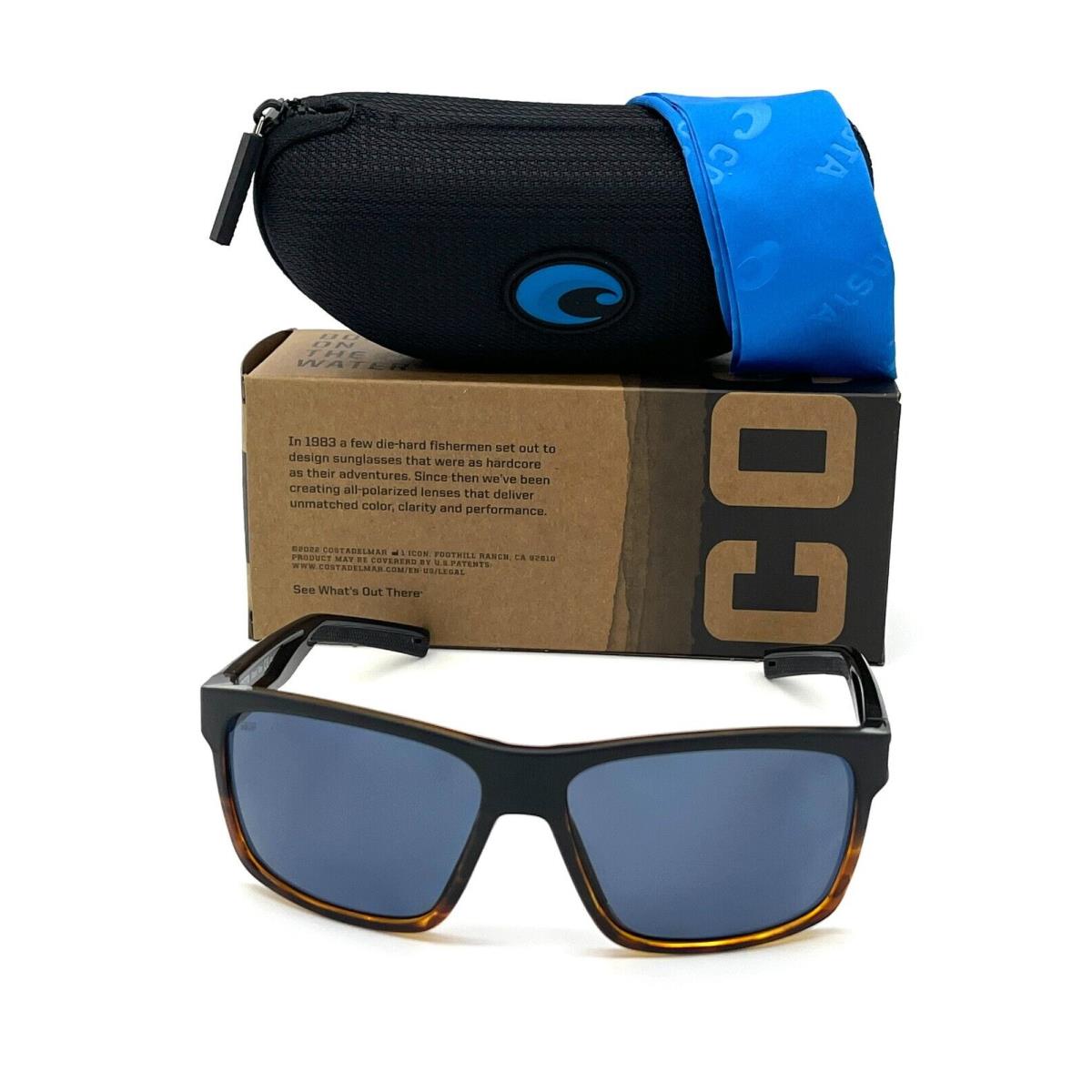 Costa Del Mar Slack Tide Black- Tortoise / Gray 580P Polarized Sunglasses - Frame: Black, Lens: Gray