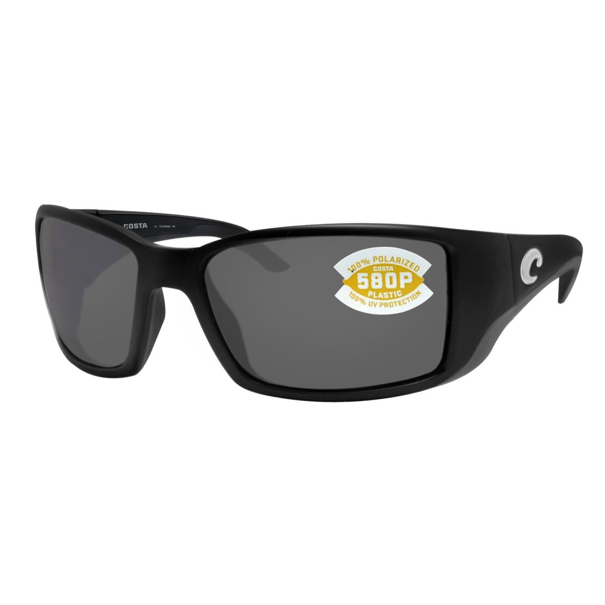 Costa Del Mar Blackfin Matte Black Frame Gray 580 Plastic Polarized Lens - Frame: Black, Lens: Gray