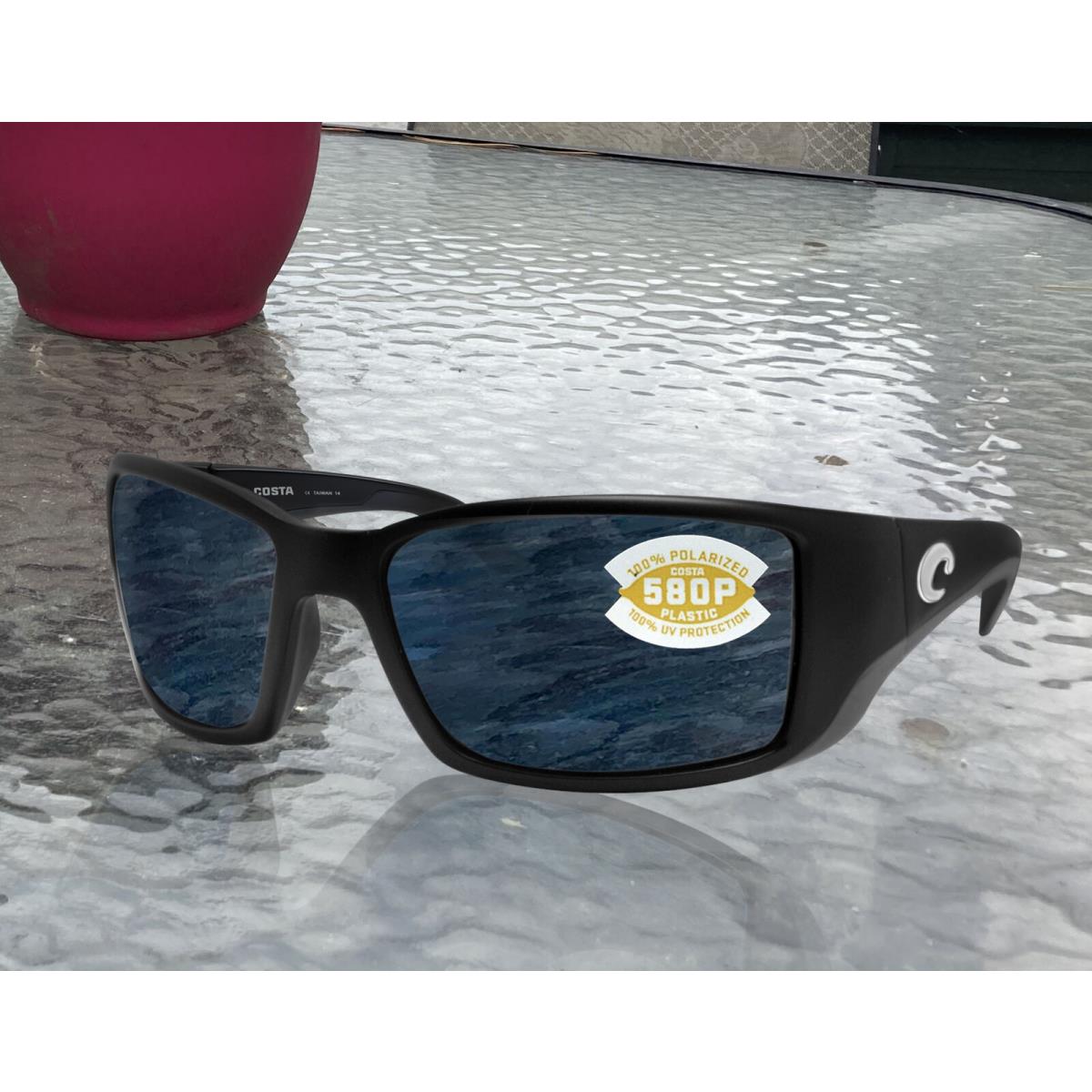 Costa Del Mar Blackfin Matte Black Frame Gray 580 Plastic Polarized Lens