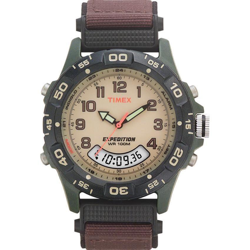 Timex T45181 Men`s Expedition Combo Brown Watch Indiglo Chronograph