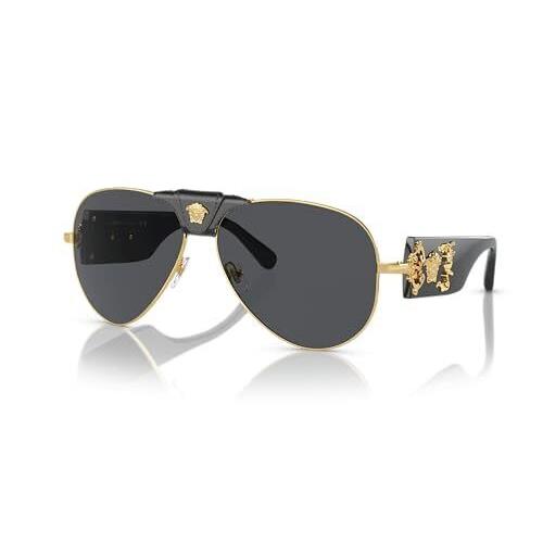 Versace Sunglasses VE 2150Q -100287 Gold W/black Lens 62mm