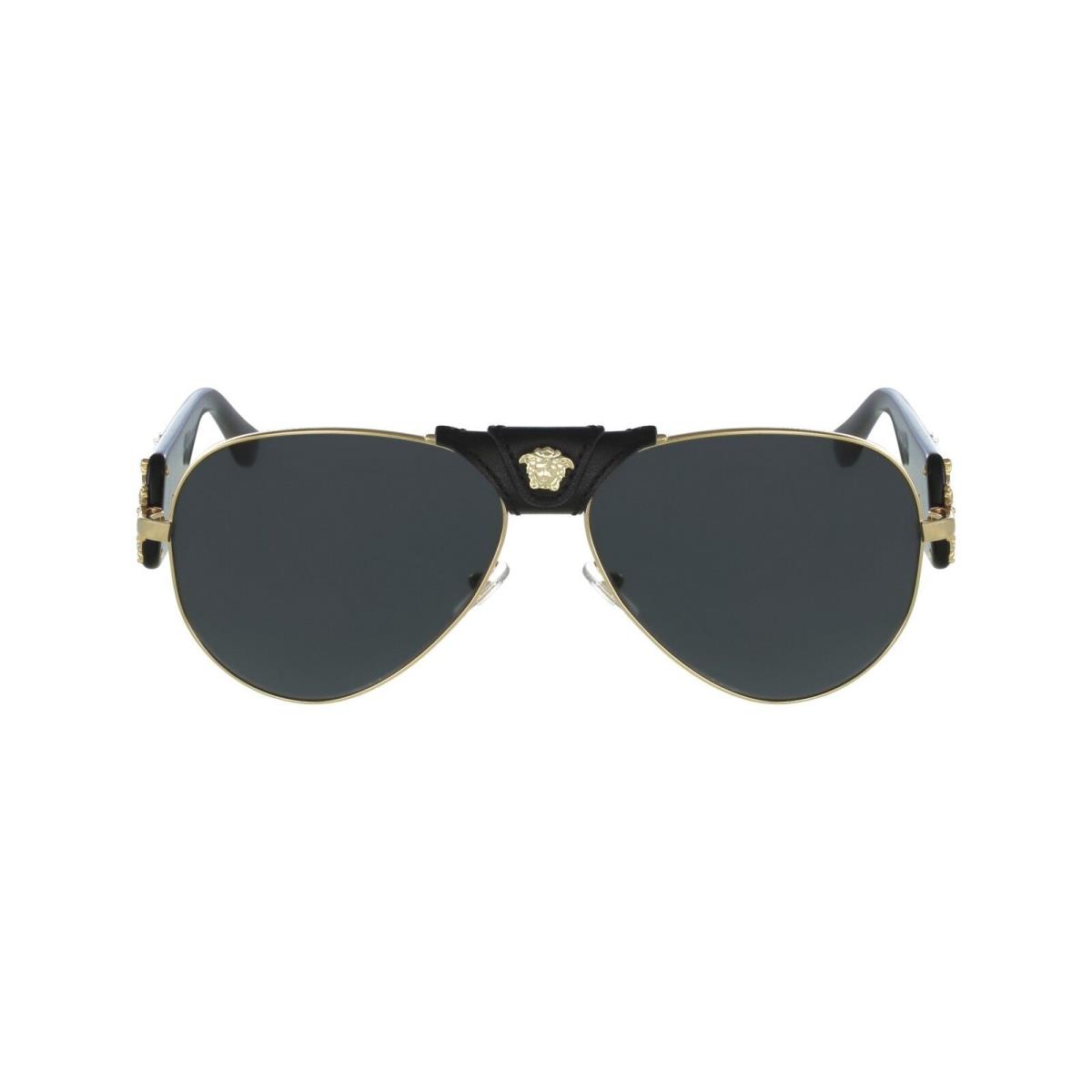 Versace Sunglasses VE 2150Q 1002/87 Black Gold / Dark Gray 62 mm 100287 - Frame: Black, Lens: Gray