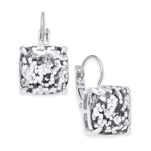 Kate Spade York Small Square Glitter Leverback Earrings K247x