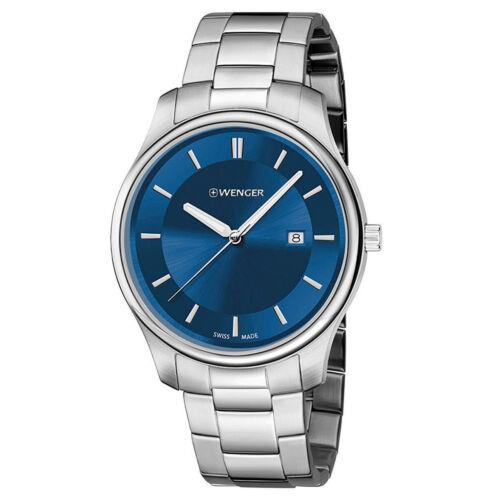 Wenger 01.1441.117 Men`s Blue Dial Steel Bracelet Quartz Watch