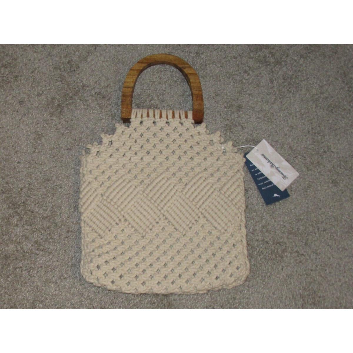 Tommy Bahama Braided Rope Tote Bag w/ Wood Handles