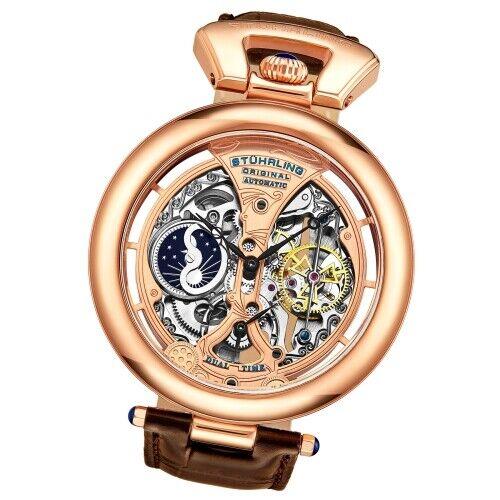 Stuhrling 3919 3 Emperor s Grandeur Automatic Skeleton Dual Time Mens Watch