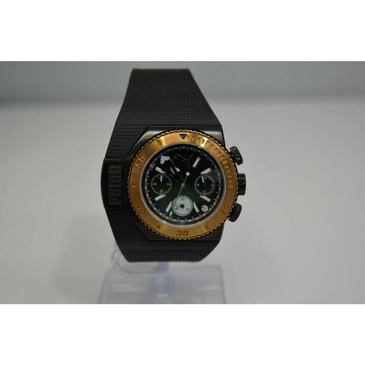 Puma Black Rubber Blk RG SS Chronograph Asymmetrical PU101931004 Watch