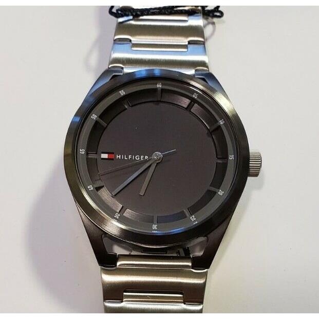 Tommy Hilfiger Collin Watch with 44mm Gunmetal Grey Face Silver Bracelet