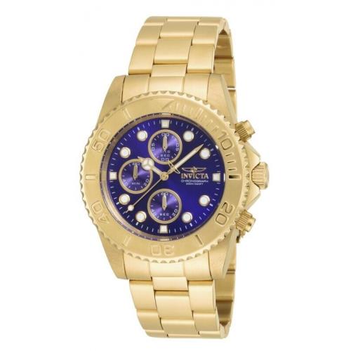 Invicta Pro Diver Chronograph Blue Dial Gold-plated Men`s Watch 19157