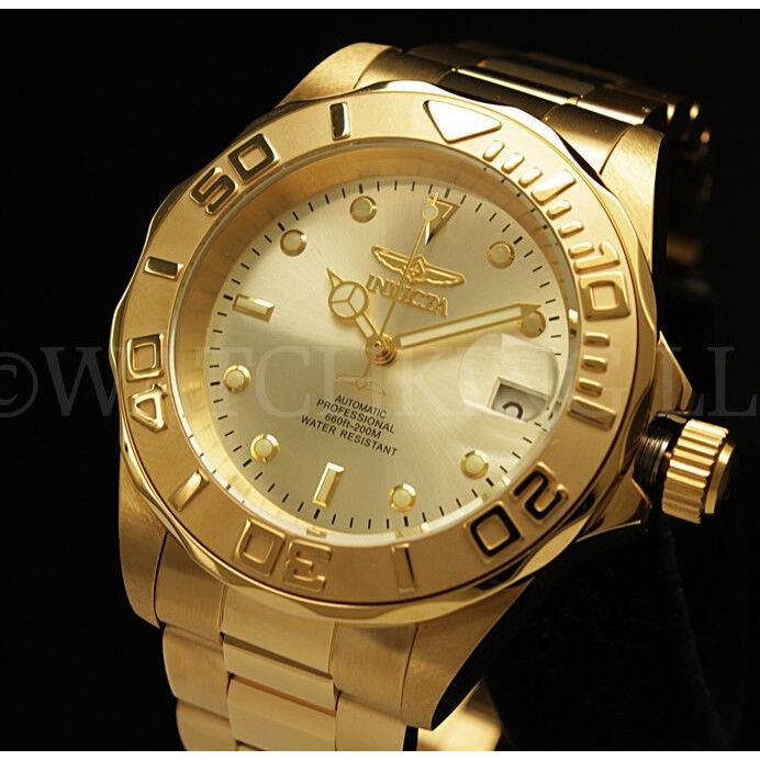 Newinvicta Pro Diver NH35 Automatic 24 Jewels 18K Gold Plated S.s Bracelet Watch