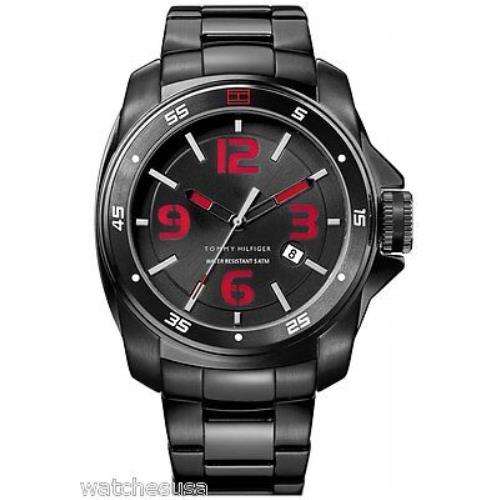 Tommy Hilfiger Men`s Sport Black Ionized Plated Case and Bracelet Watch 1790770