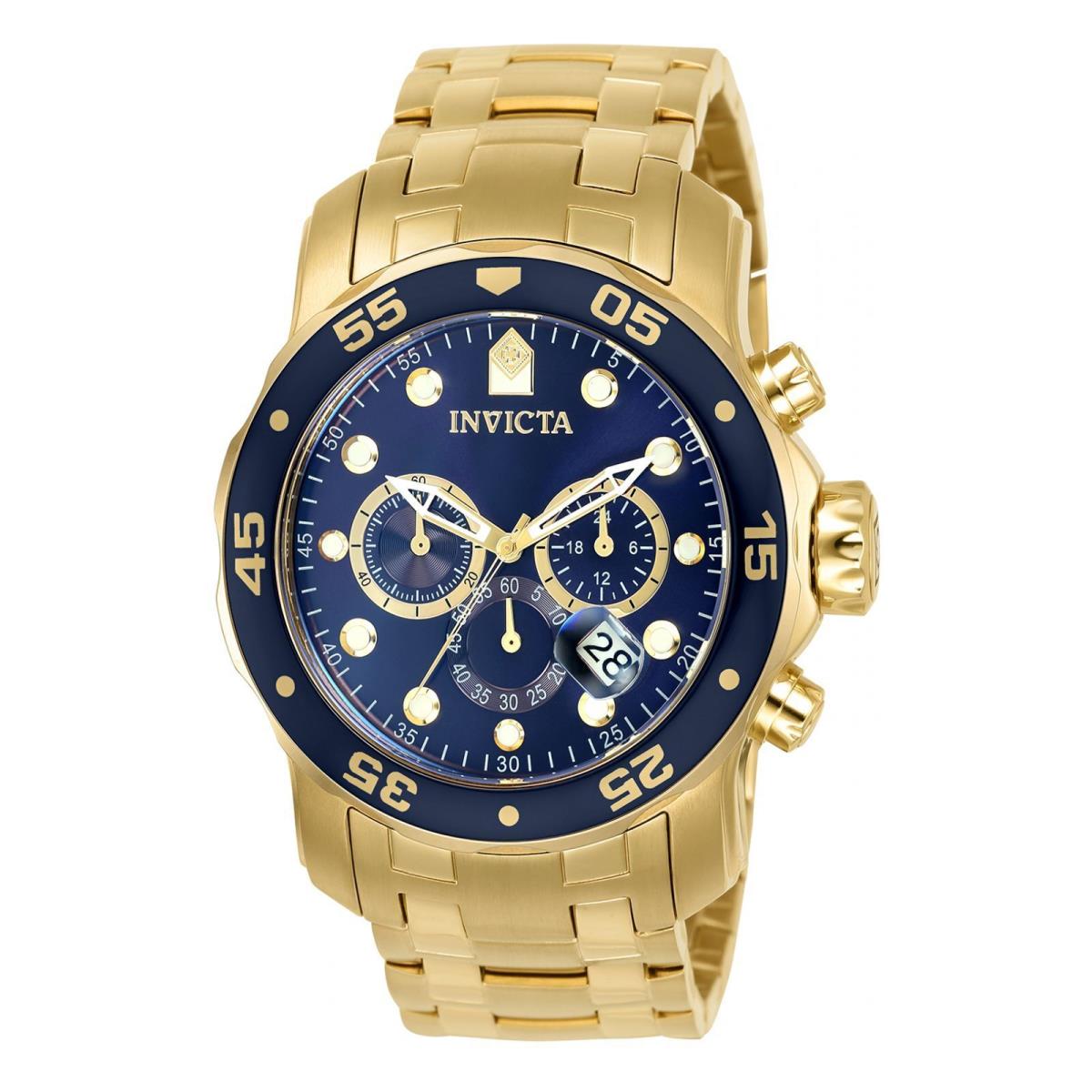 Watch Invicta 0073 Pro Diver Man 48 Stainless Steel - Dial: Blue, Band: Gold, Bezel: Gold, Blue