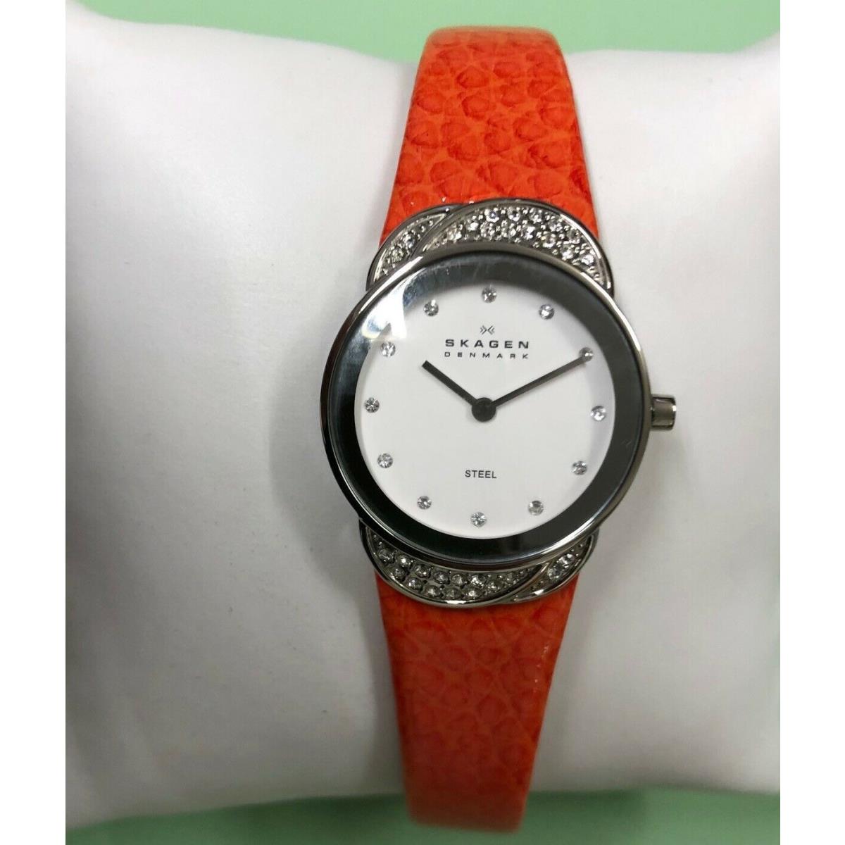 Skagen Orange Leather Womens Watch 818SSLO