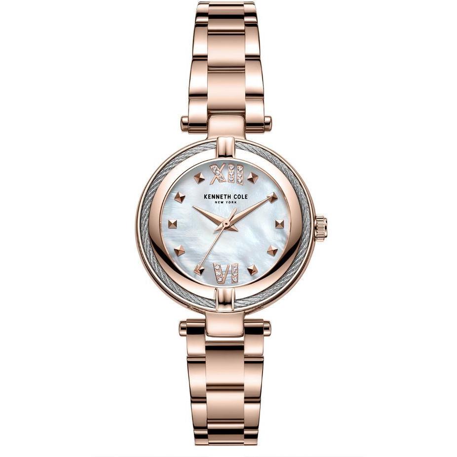 Women`s Kenneth Cole Classic Mother of Pearl Crystallized Steel Watch KC51052001