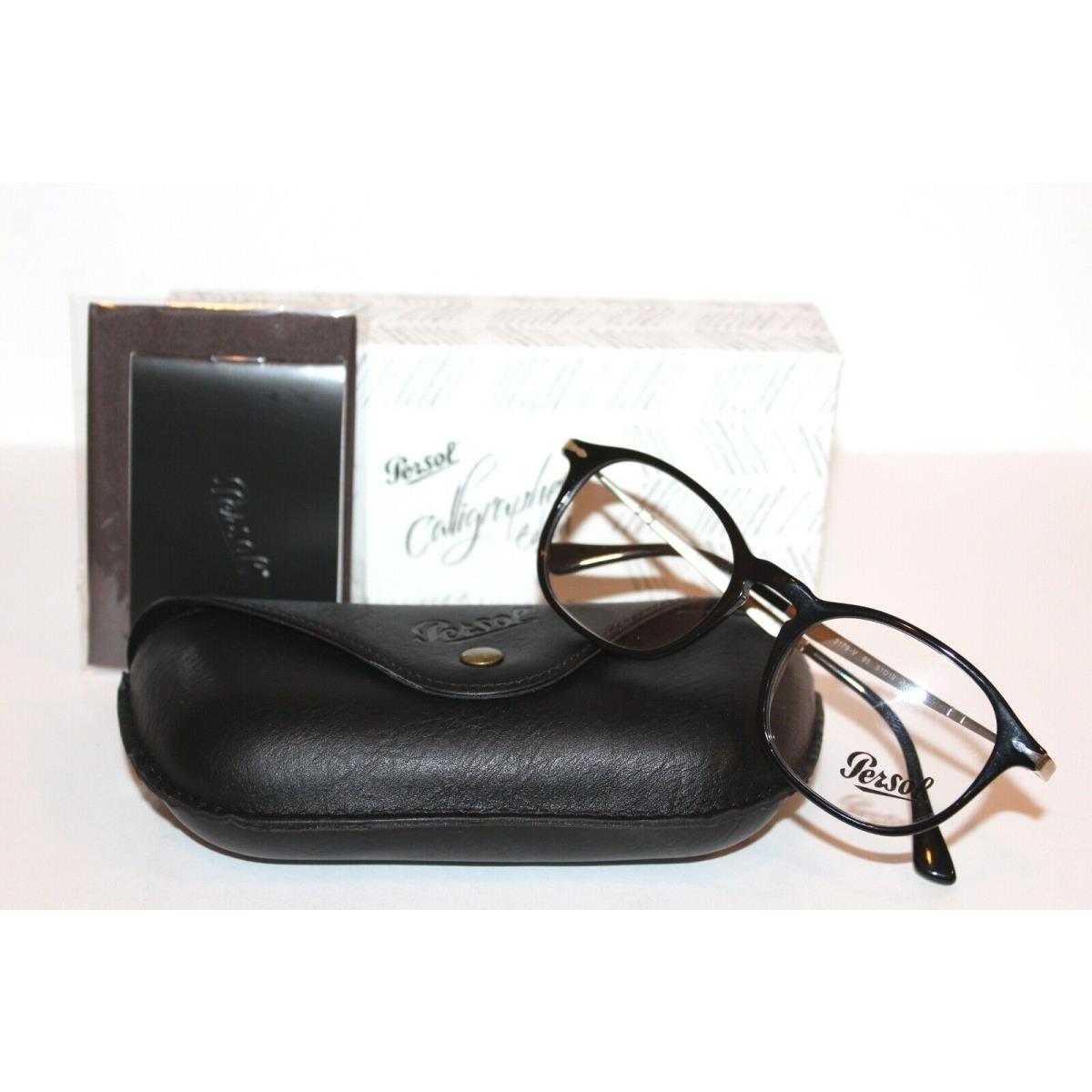 Persol PO 3179-V 95 Shiny Black Eyeglasses 51-19-145 W/case Italy