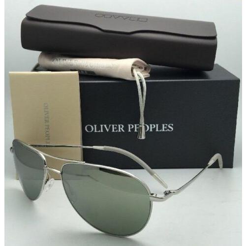Oliver Peoples Sunglasses Benedict OV 1002S 50365C Silver Aviator w/ Mirr