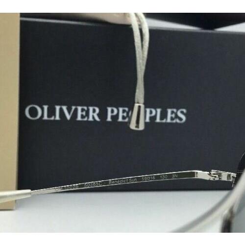 Oliver Peoples sunglasses BENEDICT SUN - Silver Frame, Grey-Green w/ Silver Mirror Lens