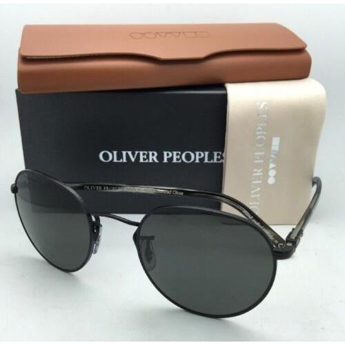 Polarized Oliver Peoples Sunglasses Hassett OV 1203-S 5062P2 Matte Black w/ Grey