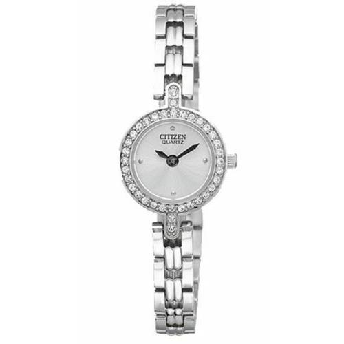 Citizen Women`s EZ6340-65A Crystal Swarovski Elements Stainless Steel Watch - Dial: White, Band: Silver
