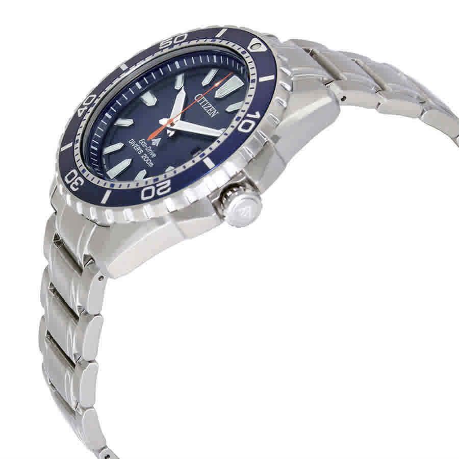 Citizen Promaster Diver 200 Meters Eco-drive Blue Dial Steel Men`s Watch - Dial: Blue, Band: Silver, Bezel: Silver-tone