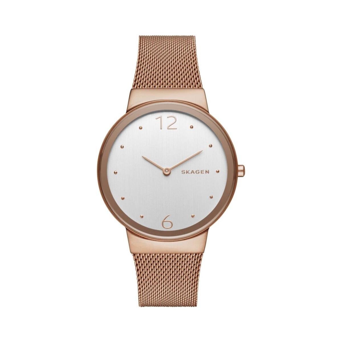 Skagen SKW2518 Freja Silver Dial Rose Gold Stainless Steel Mesh Womens Watch