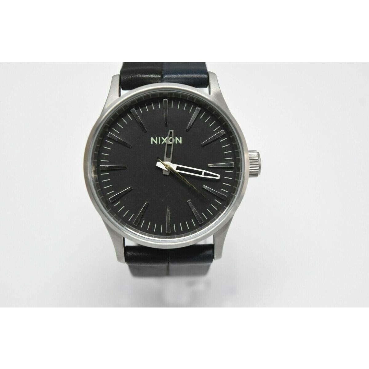 Nixon Sentry 38 Leather Black Navy A377 1938 Watch